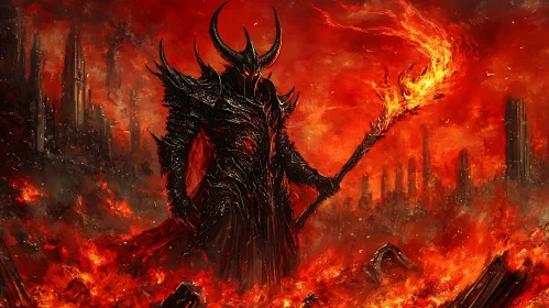 Demon in Hellscape with Torch