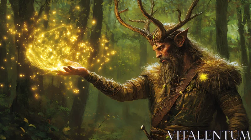 AI ART Forest Elf with Magical Light