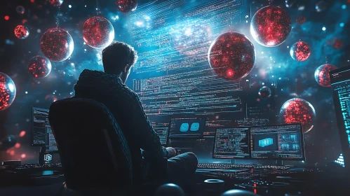 Hacker in Cyberpunk Setting