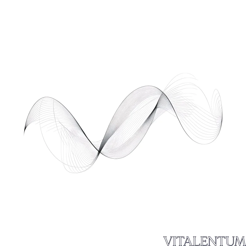 Minimalist Wave Line Art on White AI Image