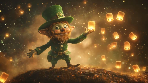 Magical Leprechaun with Lanterns