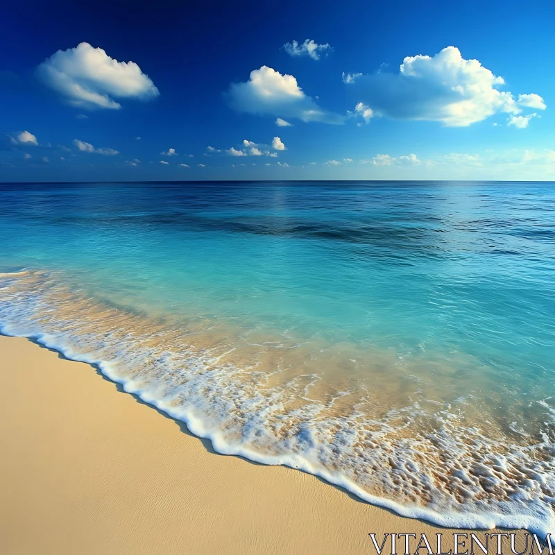 AI ART Peaceful Beach Seascape with Blue Sky