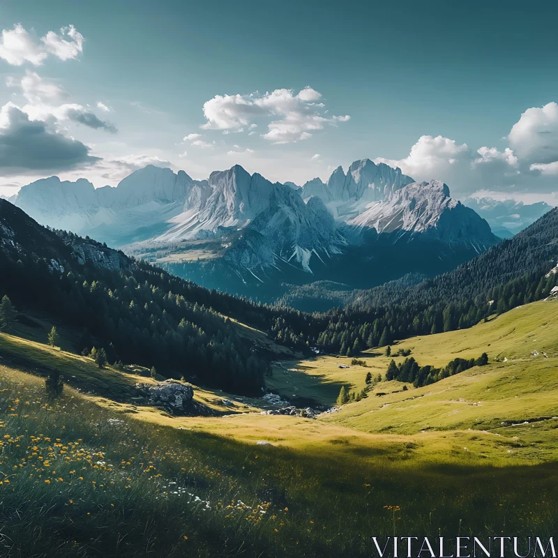 Scenic Mountain Valley Landscape AI Image