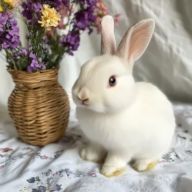 Serene Bunny and Floral Arrangement