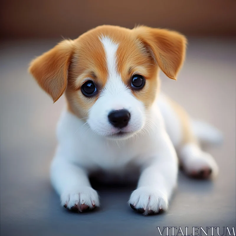 Charming Puppy Portrait AI Image