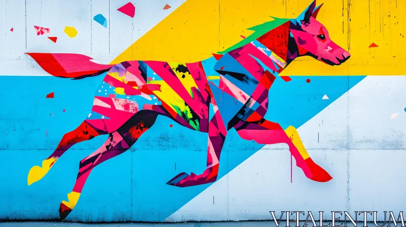 Vibrant Dog Street Art Mural AI Image