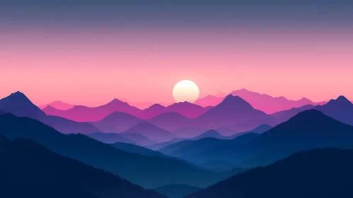 Peaceful Mountain Range at Sunrise