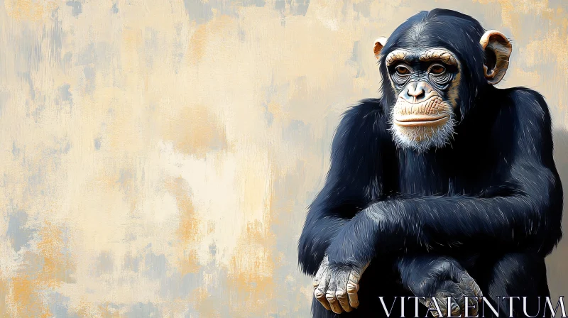 AI ART Contemplative Primate Digital Painting