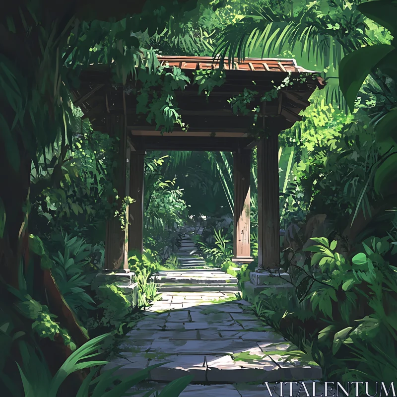 AI ART Ancient Archway in Tranquil Forest