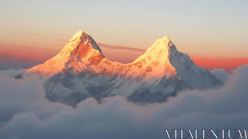 Snowy Mountains at Sunrise AI Image