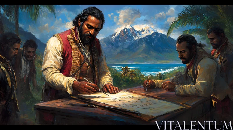 Vintage Men Signing Agreement AI Image