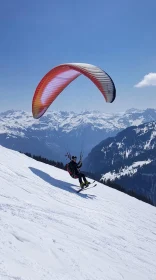 Mountain Snowboarding with Paraglider