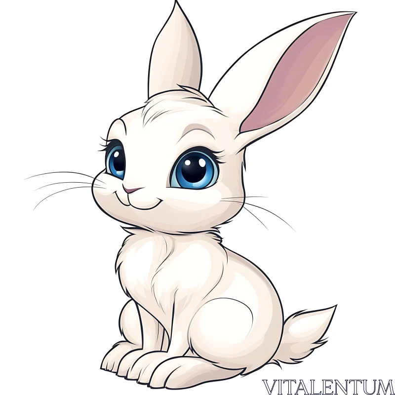 Adorable White Rabbit Cartoon AI Image