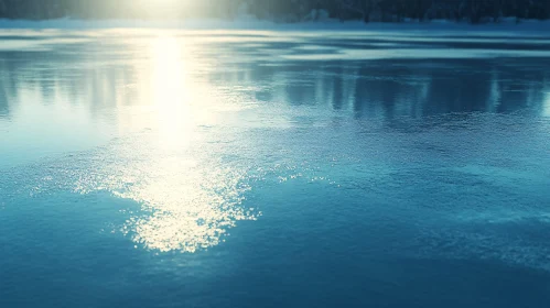 Serene Icy Reflection on a Winter Lake