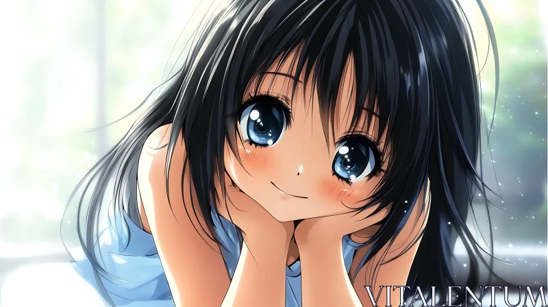 AI ART Adorable Anime Portrait of a Smiling Girl