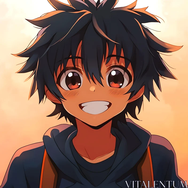 Anime Boy with Bright Smile AI Image