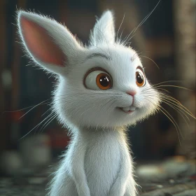 Cartoon Bunny with Amber Eyes