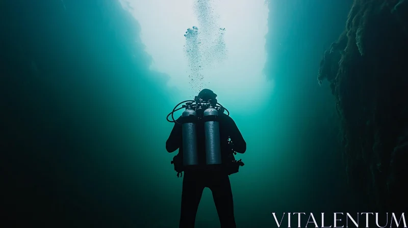 Oceanic Diver in Blue Depths AI Image