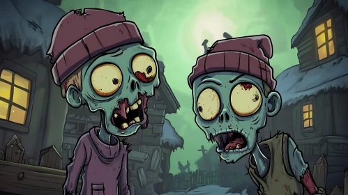 Spooky Zombie Cartoon Illustration