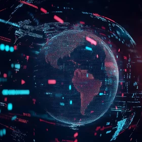 Futuristic Earth Globe Data Visualization