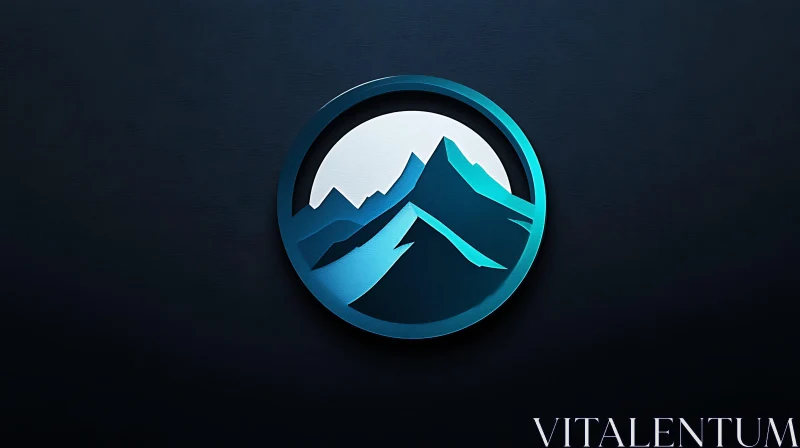 AI ART Blue Mountain Circle Emblem