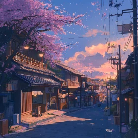 Twilight in a Traditional Japanese Village