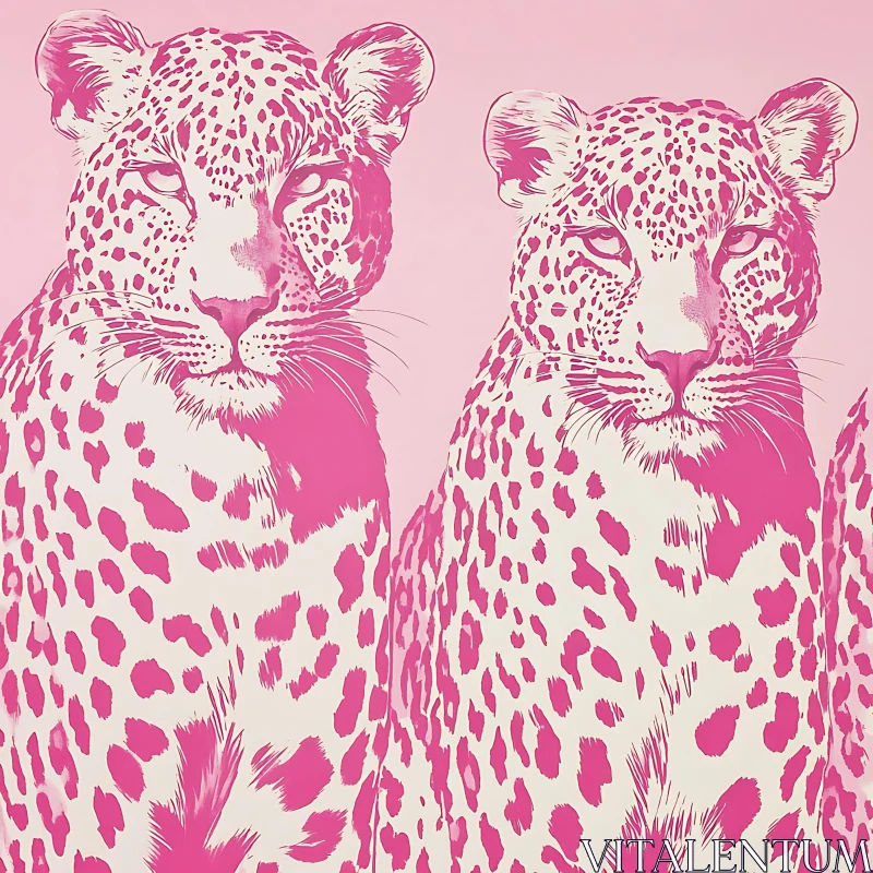 Leopards in Pink AI Image