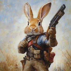 Anthropomorphic Rabbit Warrior with Firearm