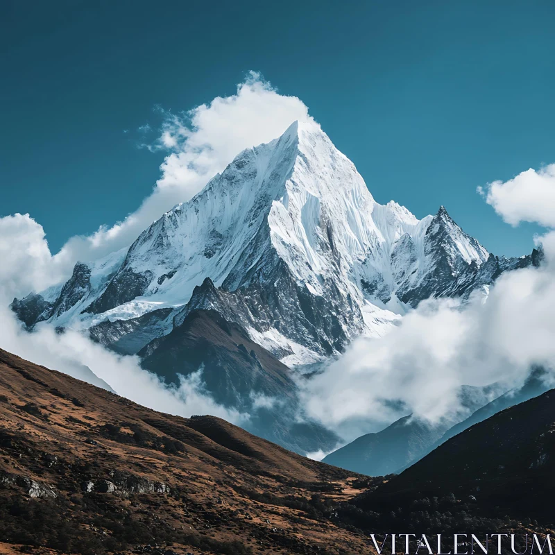 Majestic Mountain Landscape with Cloudscape AI Image