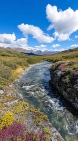 Picturesque River Flowing Through Mountain Landscape