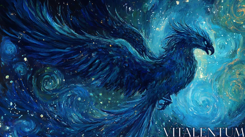 AI ART Blue Phoenix Rising Artwork
