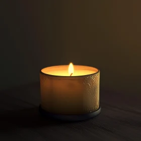 Tranquil Glow of a Single Candle