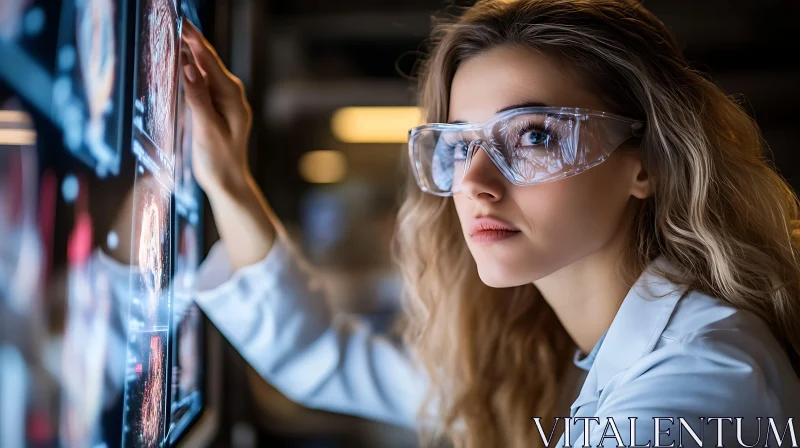 AI ART Woman in Lab Coat Analyzing Data