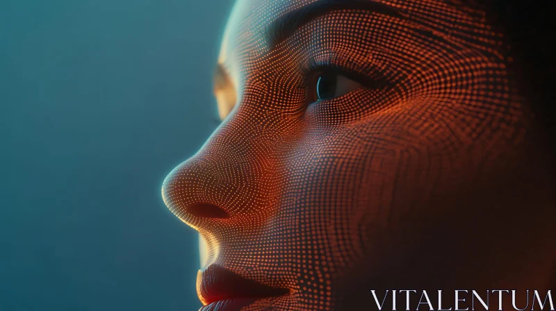 Futuristic Face with Glowing Dots AI Image