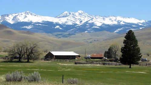 Idyllic Mountain Farm Landscape