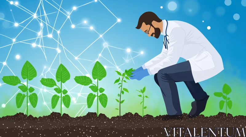 AI ART Cultivating Future: Scientist and Plant Growth