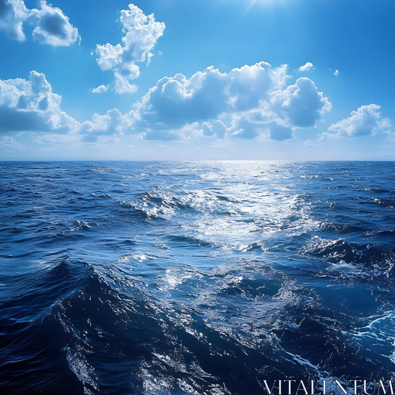 Peaceful Seascape with Clouds AI Image