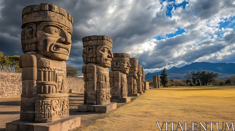 AI ART Stone Giants of Tula: Ancient Mesoamerican Art