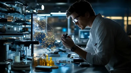Lab Work: Scientist Analyzing Data