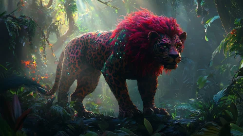 Red-Maned Leopard in Jungle