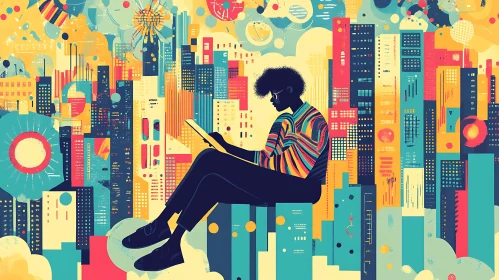 Urban Reader in Abstract Cityscape