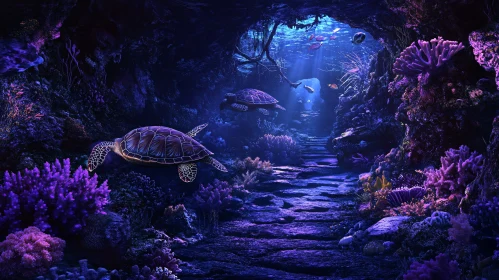 Underwater Turtle Scene