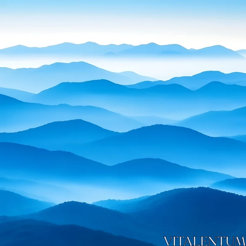 Blue Mountains in Tranquil Hues AI Image