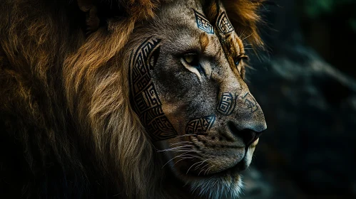 Tattooed Lion Portrait