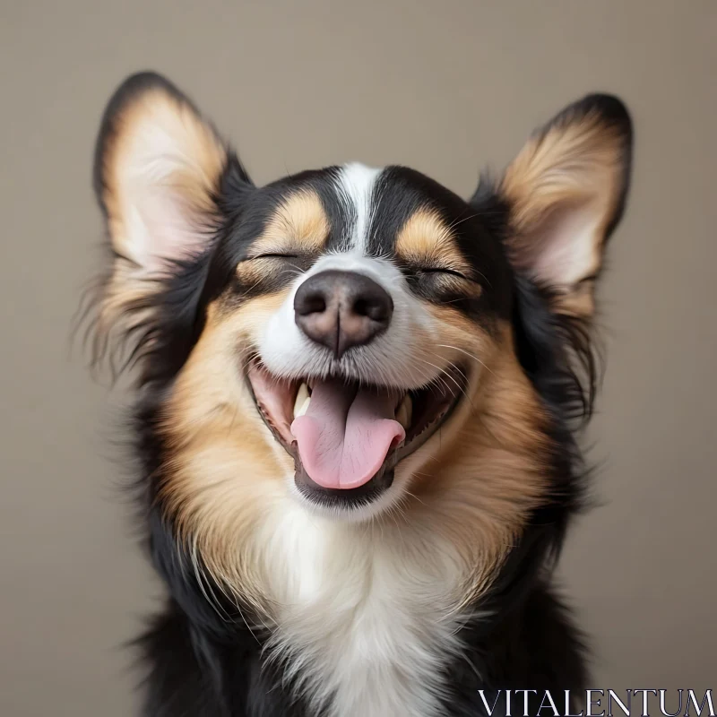 Happy Dog Close-Up Portrait with Smiling Face AI Image