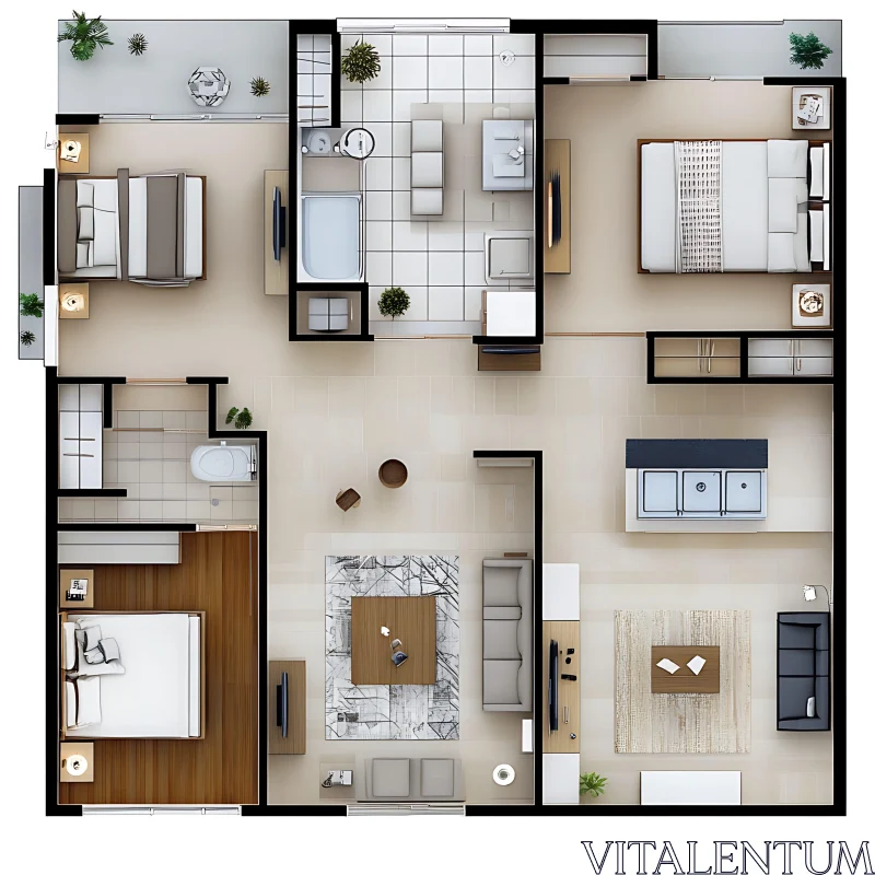 AI ART Detailed Layout of a Contemporary Apartment