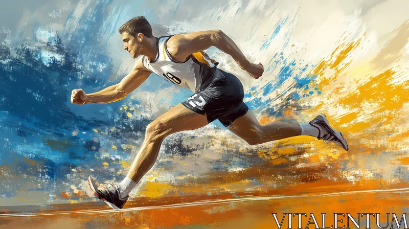 AI ART Energetic Runner in Mid-Stride Illustrating Athleticism