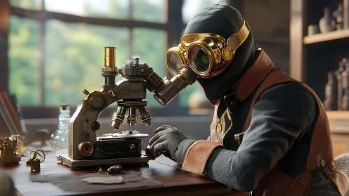 Vintage Laboratory Scene with Scientist