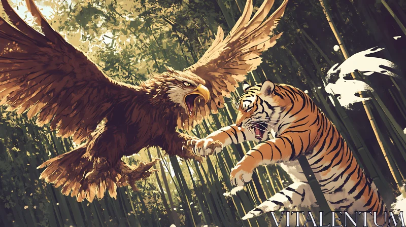 Epic Battle: Eagle vs. Tiger AI Image