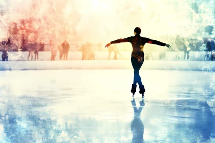 Graceful Figure Skater on Ice with Artistic Background AI Generated Picture